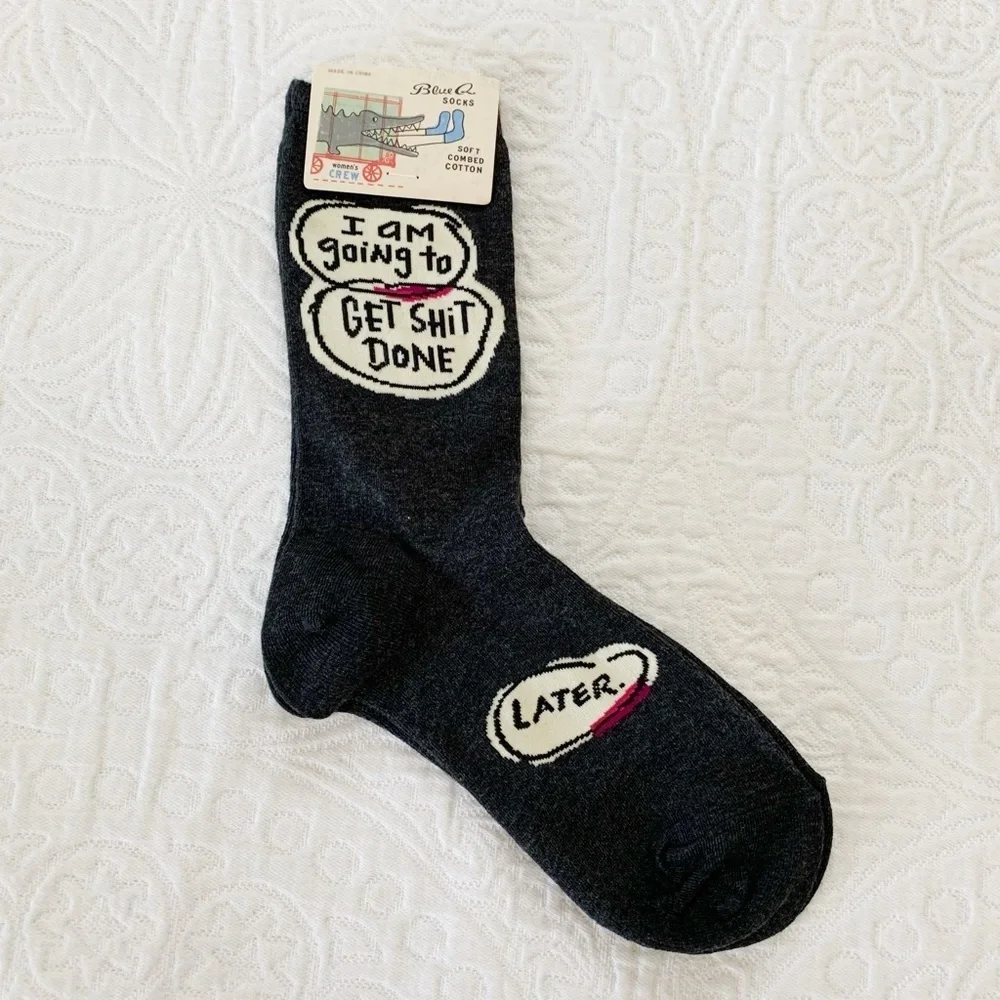 Blue Q Women's Crew‎ Socks, Get Shit Done...Later